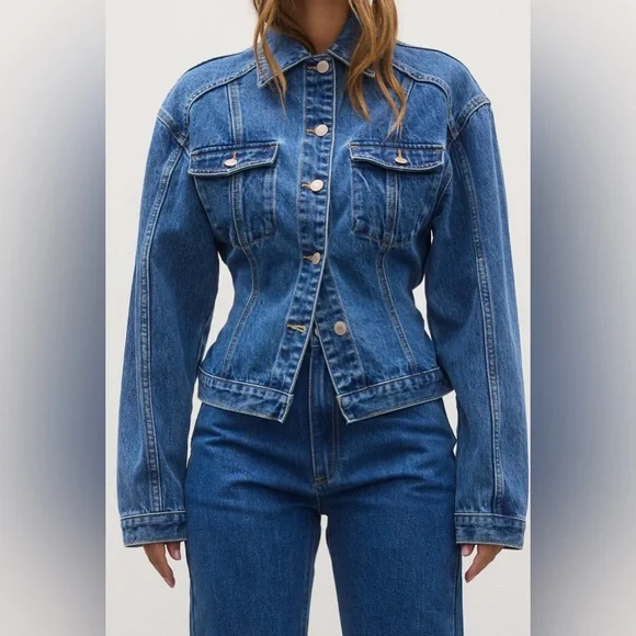 Bayse VIOLET DENIM JACKET DENVER VINTAGE style Blue Denim Jacket - Picture 4 of 6